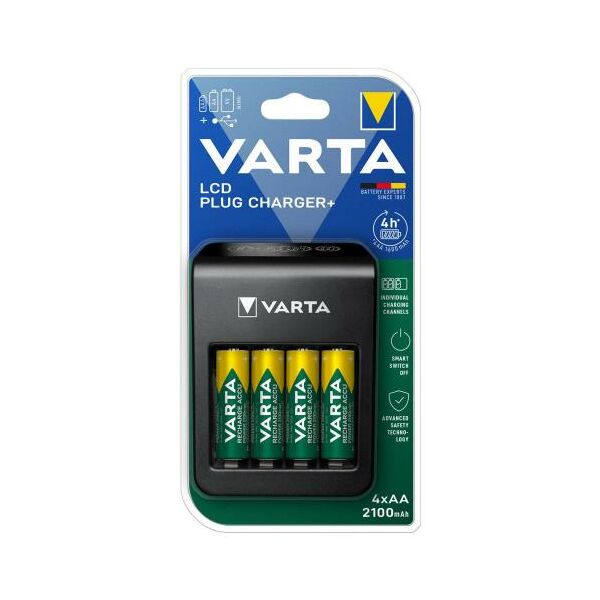 Φορτιστής Μπαταριών Varta LCD Plug + 4x AA 2100 mAh 4008496988303 4008496988303 έως και 12 άτοκες δόσεις