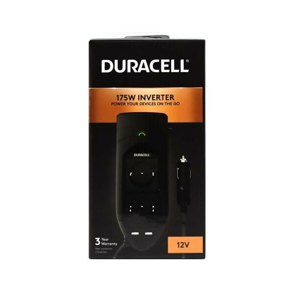 Inverter Αυτοκινήτου Duracell 12V σε 220V & 2 Θύρες USB 2.4A 175W 5055190177655 5055190177655 έως και 12 άτοκες δόσεις
