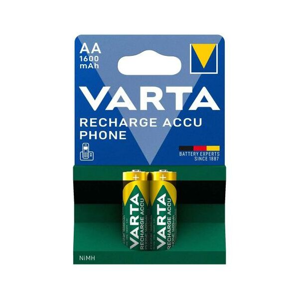 Μπαταρία Επαναφορτιζόμενη Varta AA 1600mAh NiMH Phone Power (2 τεμ.) 4008496330904 4008496330904 έως και 12 άτοκες δόσεις