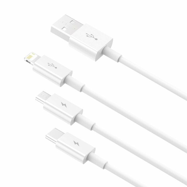 Baseus USB cable 3in1 Baseus Superior Series, USB to micro USB / USB-C / Lightning, 3.5A, 1.2m (white) 026226 6953156205536 CAMLTYS-02 έως και 12 άτοκες δόσεις