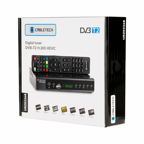 Cabletech Επίγειος ψηφιακός δέκτης FullHD 1080p DVB-T2/C HEVC H.265 Cabletech  έως 12 άτοκες Δόσεις DM-0336B