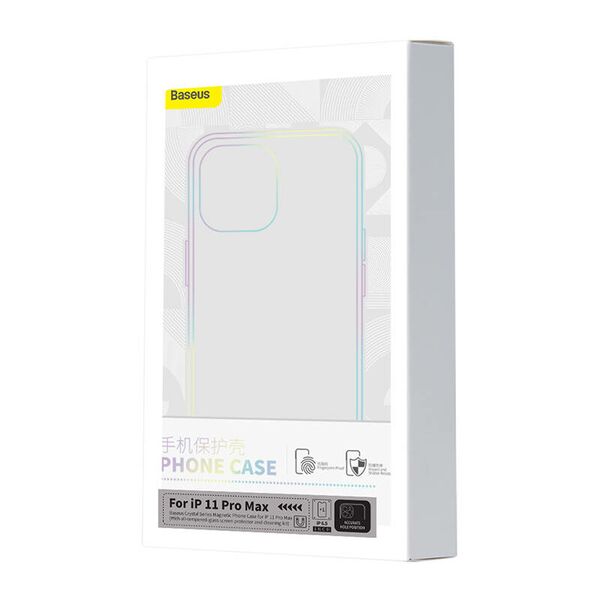 Baseus Phone case Baseus Magnetic Crystal Clear for iPhone 11 Pro Max (transparent) with all-tempered-glass screen protector and cleaning kit 047037  ARSJ010202 έως και 12 άτοκες δόσεις 6932172627744