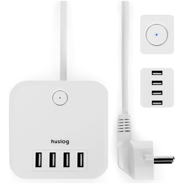 Huslog extension cord with 3 sockets white EMX-190224