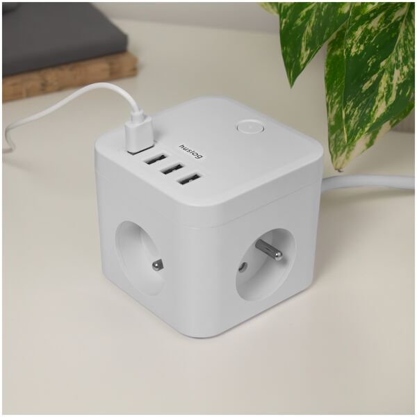 Huslog extension cord with 3 sockets white EMX-190224