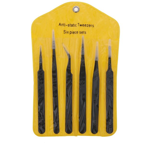 Set of 6 precision tweezers