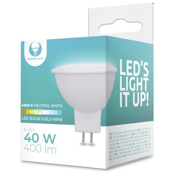 LED Bulb GU5,3 MR16 6W 12V 4500K 400lm Forever Light