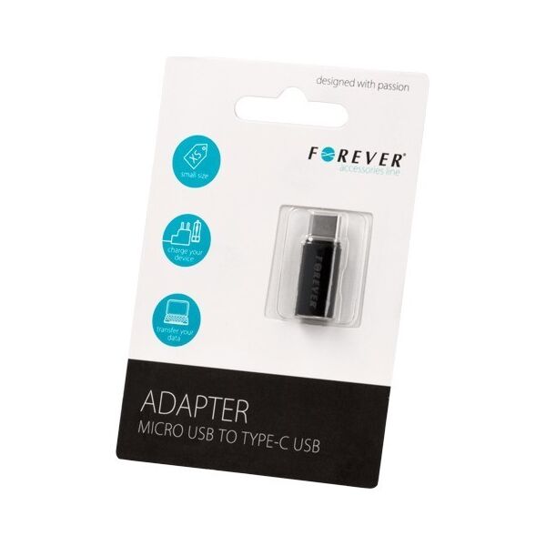 Forever adapter microUSB - USB-C black