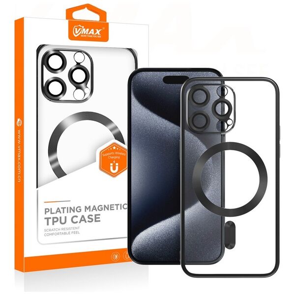 Vmax Electroplating Mag TPU case for iPhone 15 Plus 6,7&quot; black
