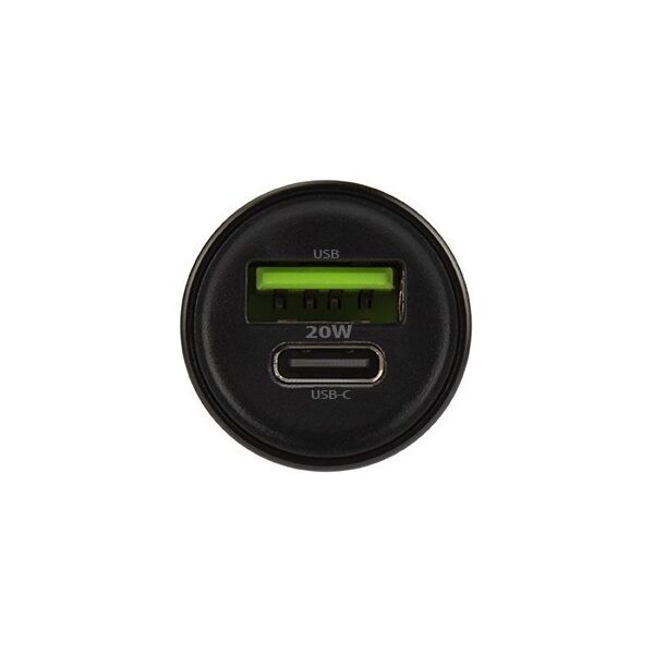 Maxlife MXCC-04 PD QC car charger 1x USB-C 1x USB 20W black + USB-C - Lightning cable 27W