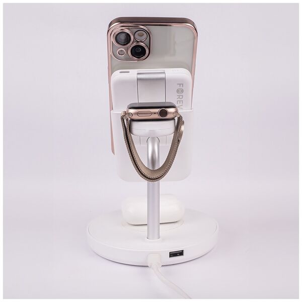 Forever MACS-100 magnetic wireless charging station with power bank white 5in1