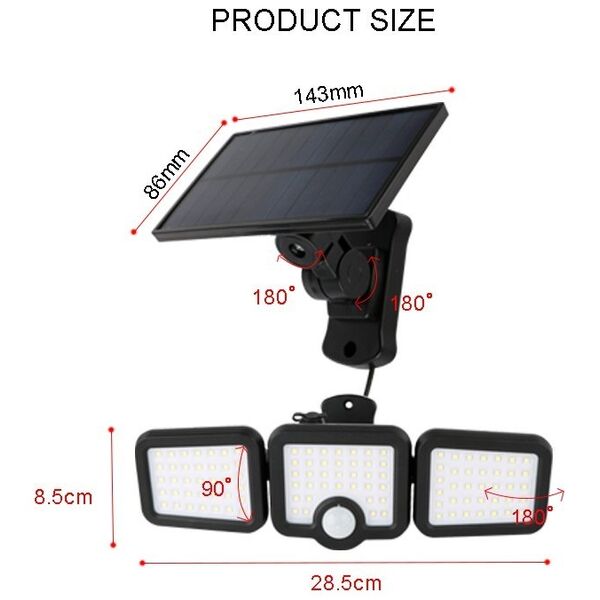 SUNARI Solar Lamp LED FLS-04 108*SMD PIR 10W 800lm 6000K 2400mAh Li-Ion Forever Light