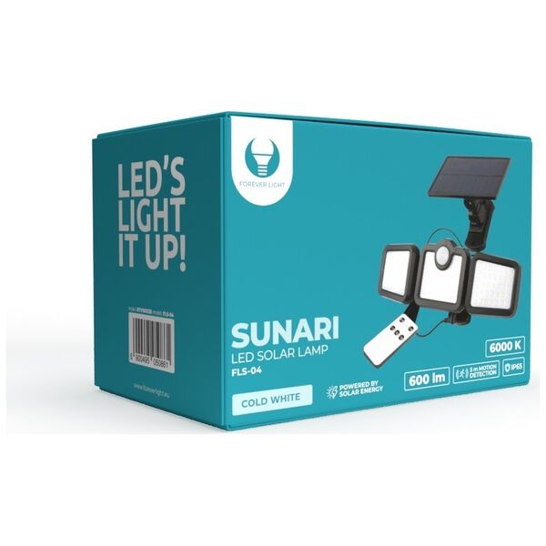 SUNARI Solar Lamp LED FLS-04 108*SMD PIR 10W 800lm 6000K 2400mAh Li-Ion Forever Light
