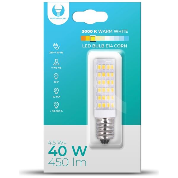 LED Bulb E14 Corn 4.5W 230V 3000K 450lm Forever Light