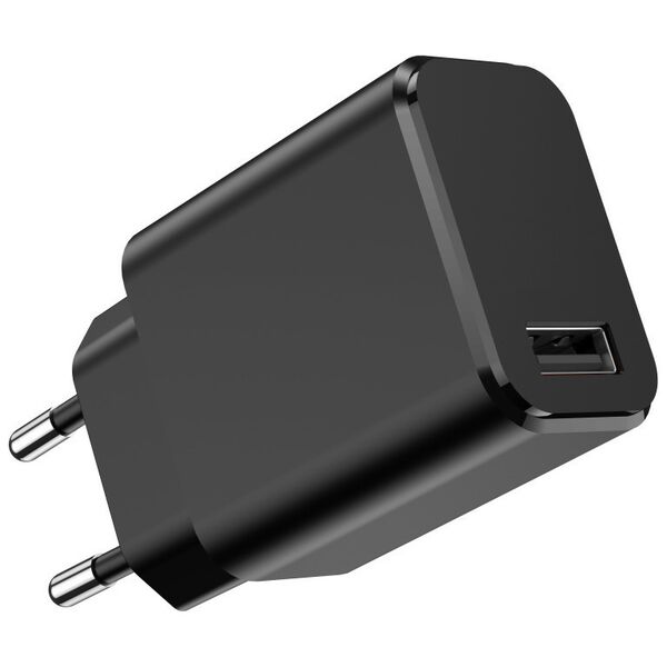 Setty charger 1x USB 3A black + USB-C cable 1,0 m