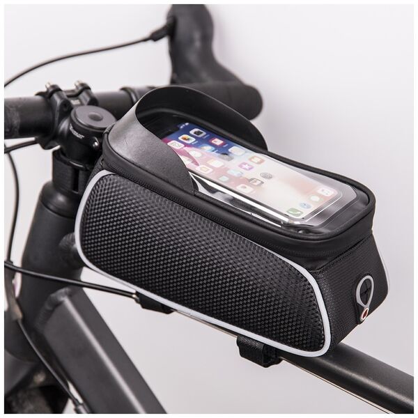 Waterproof bike frame bag with shielded phone holder Model01black