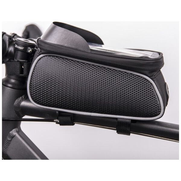 Waterproof bike frame bag with shielded phone holder Model01black