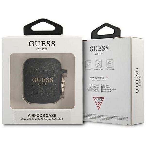 Guess case for AirPods GUA2SGGEK black Silicone Glitter