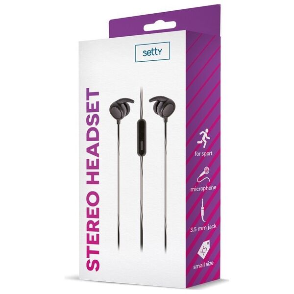Setty wired earphones Sport black