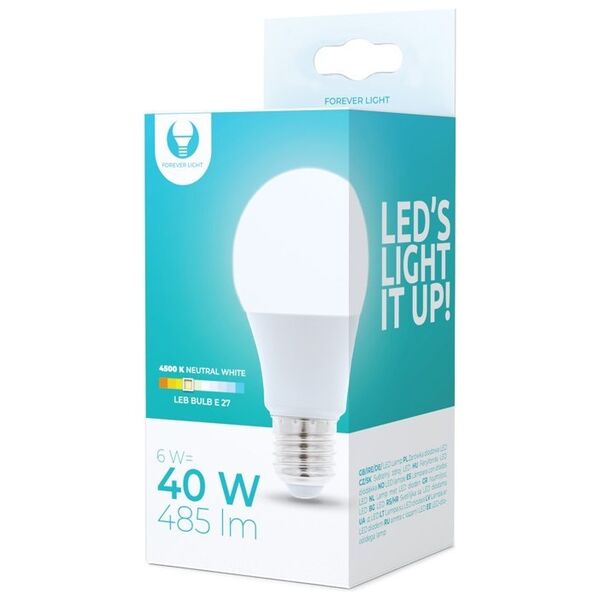 LED Bulb E27 A60 6W 230V 4500K 485lm Forever Light