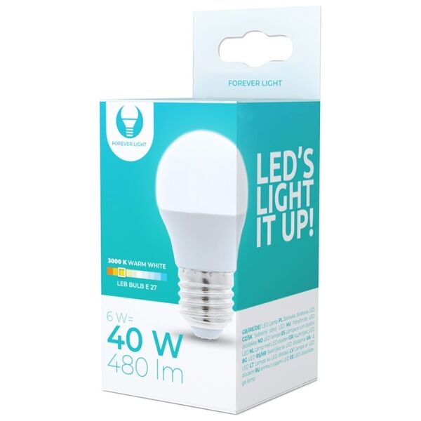 LED bulb E27 G45 6W 3000K 480lm Forever Light