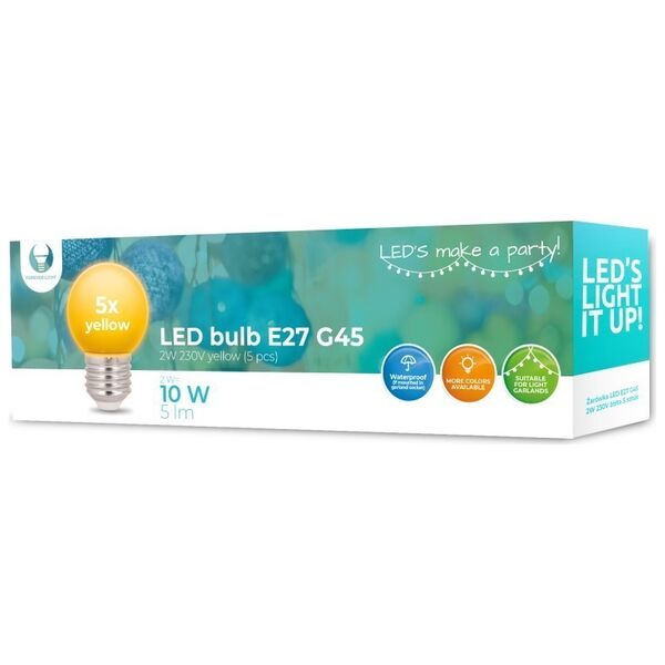 LED Bulb E27 G45 2W 230v yellow 5pcs Forever Light