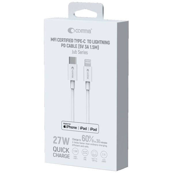 Comma cable Jub MFi USB-C - Lightning 3A 1,5m white