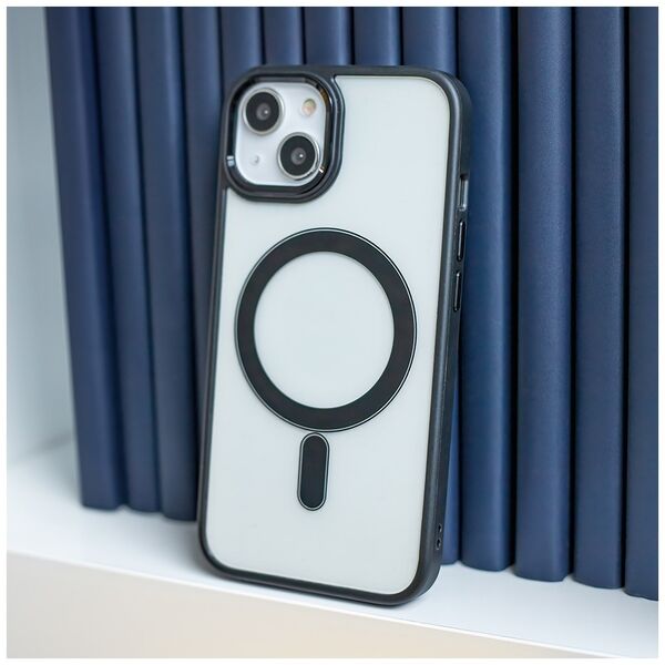 Satin Clear Mag case for iPhone 15 Plus 6,7&quot; black