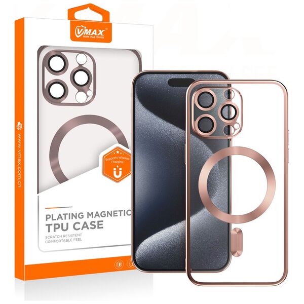 Vmax Electroplating Mag TPU case for iPhone 15 Plus 6,7&quot; gold rose