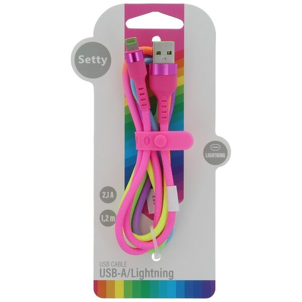 Setty USB - Lightning cable 1,2 m 2,1A KNA-L-1.22.113 rainbow