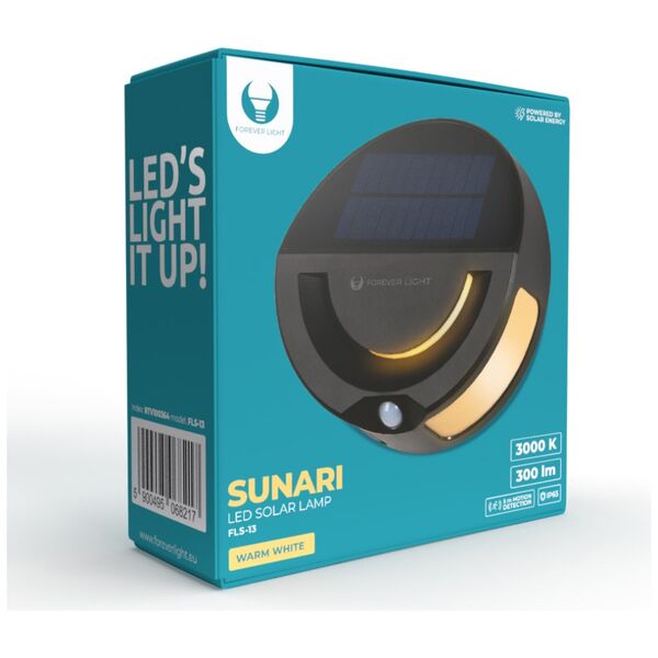 SUNARI Solar Lamp LED FLS-13 32*SMD PIR 6W 300lm 3000K 1200mAh Li-ion Forever Light