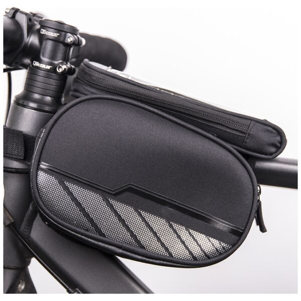 Waterproof bicycle frame bag with a removable phone case black