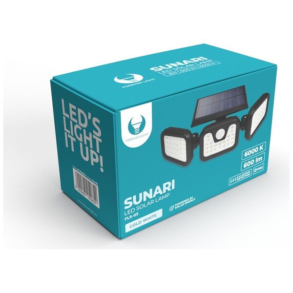 SUNARI Solar Lamp LED FLS-03 74*SMD PIR 8W 600lm 6000K 2400mAh Li-Ion Forever Light