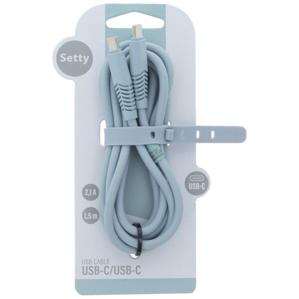 Setty cable USB-C - USB-C 1,5 m 2,1A KSC-C-1.523 niebieski