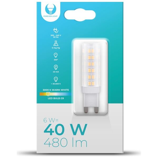 LED Bulb G9 6W 230V 3000K 480lm Forever Light