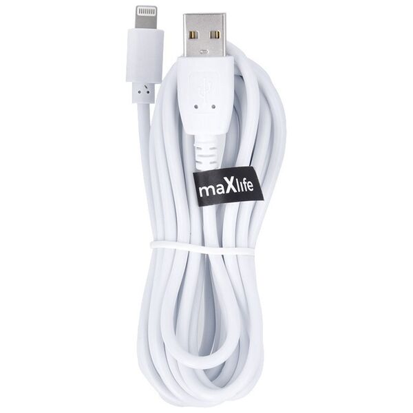 Maxlife cable USB - Lightning 3,0 m 2A white