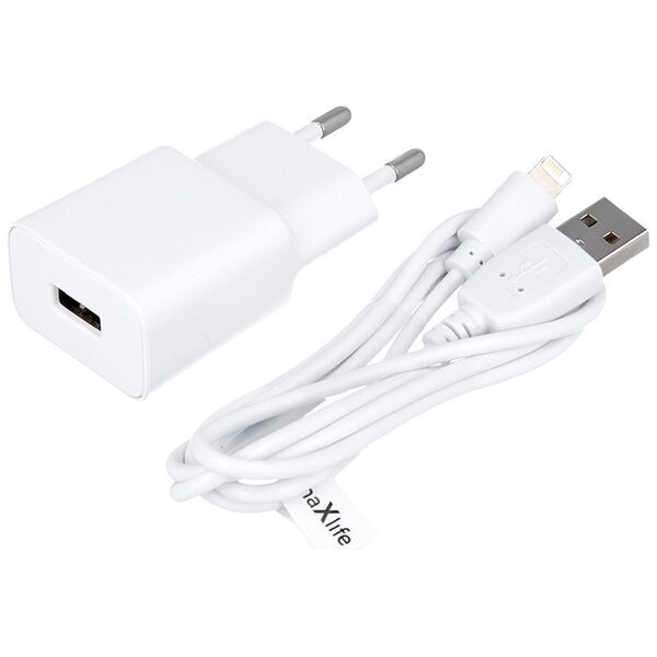 Maxlife MXTC-01 charger 1x USB 2.1A white + Lightning cable