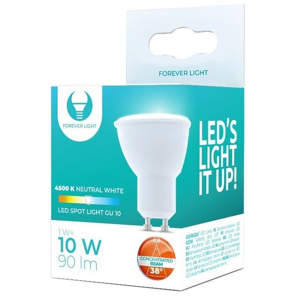 LED Bulb GU10 1W 230V 4500K 90lm 38° Forever Light