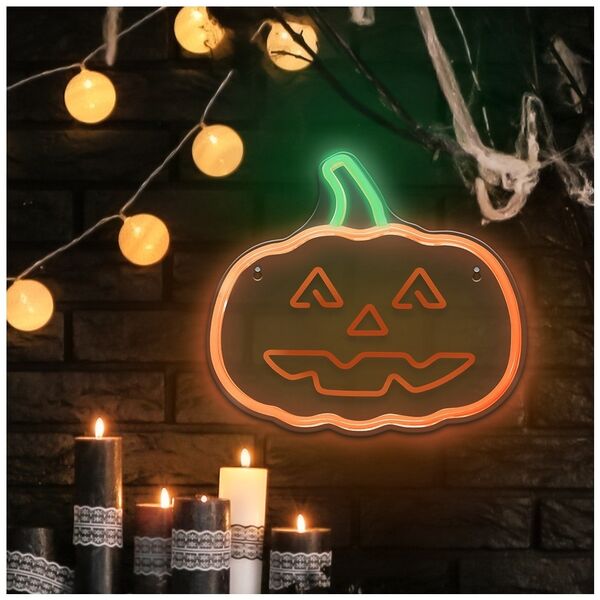 Neon PLEXI LED PUMPKIN WITH STEM orange green NNE13 Neolia