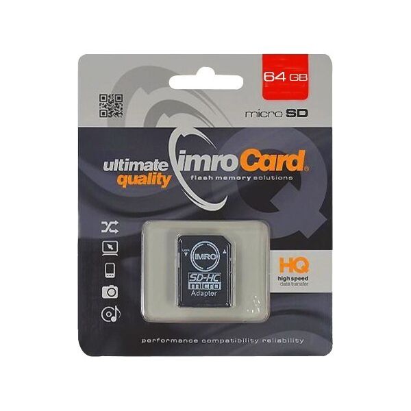 Imro memory card 64GB microSDXC cl. 10 UHS-I + adapter