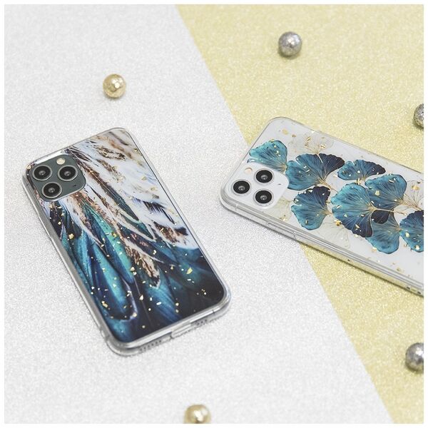 Gold Glam case for Samsung Galaxy A35 5G feathers