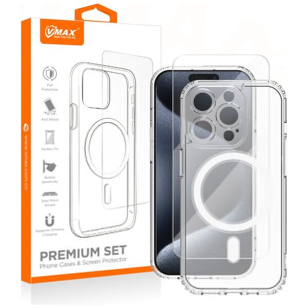 Vmax set Mag case + glass 2,5D premium for iPhone 14 Pro 6,1&quot;