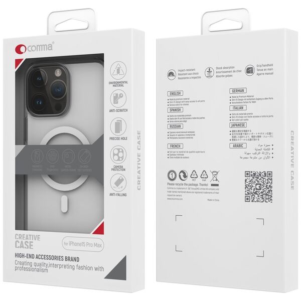 Comma case Elemental Mag for iPhone 15 Pro Max transparent