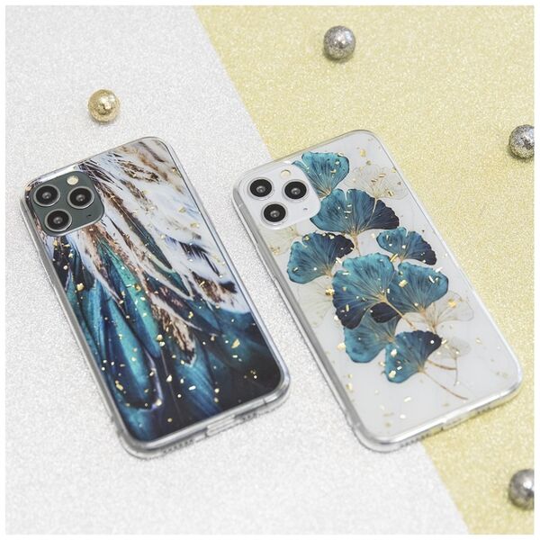 Gold Glam case for Samsung Galaxy A54 5G feathers