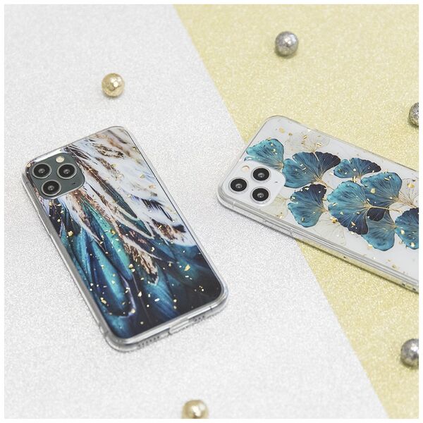 Gold Glam case for Samsung Galaxy A54 5G feathers