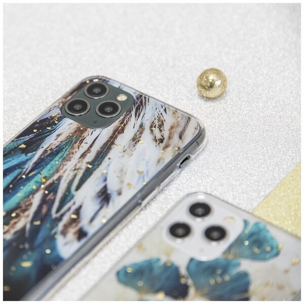 Gold Glam case for Samsung Galaxy A54 5G feathers