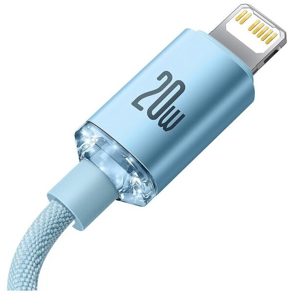 Baseus cable Crystal Shine USB-C - Lightning 1,2 m 20W sky blue