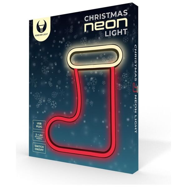 Neon LED CHRISTMAS SOCK white red FLNE23 Forever Light