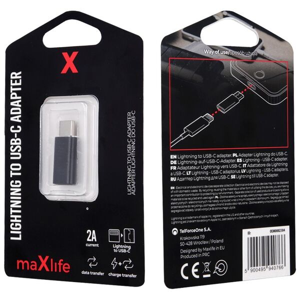 Maxlife Lightning to USB-C adapter