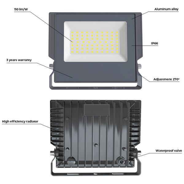 Floodlight LED ASPIRE 100W 4500K 11000lm 230V Forever Light