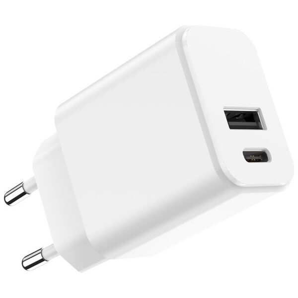 Setty charger 1x USB + USB-C 3A 20W white